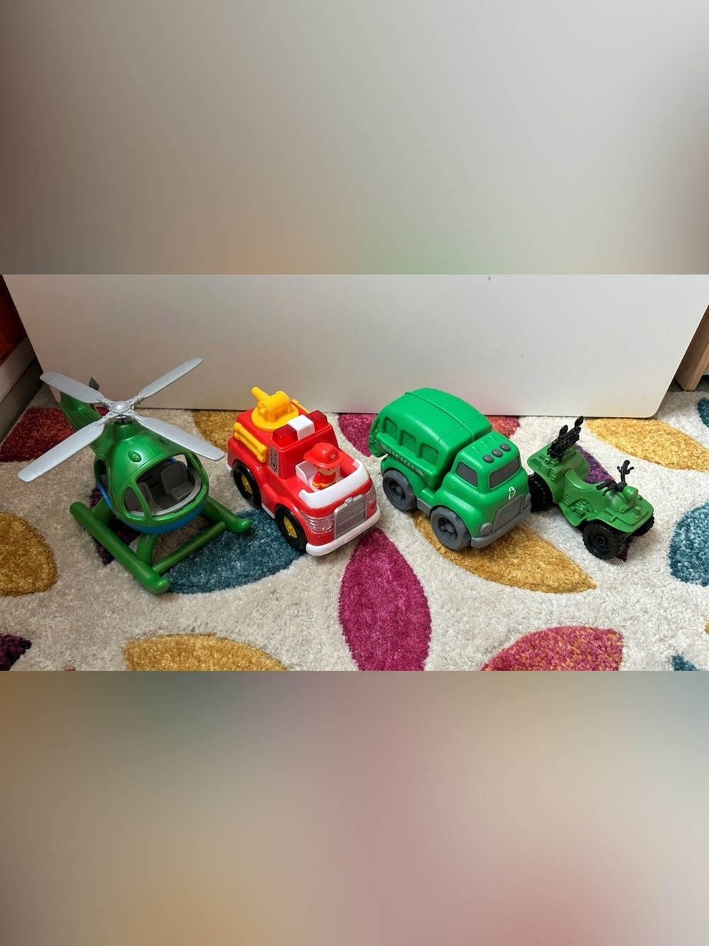 Kids Toy Vehicle Set - Helicopter, Trucks & Jeep